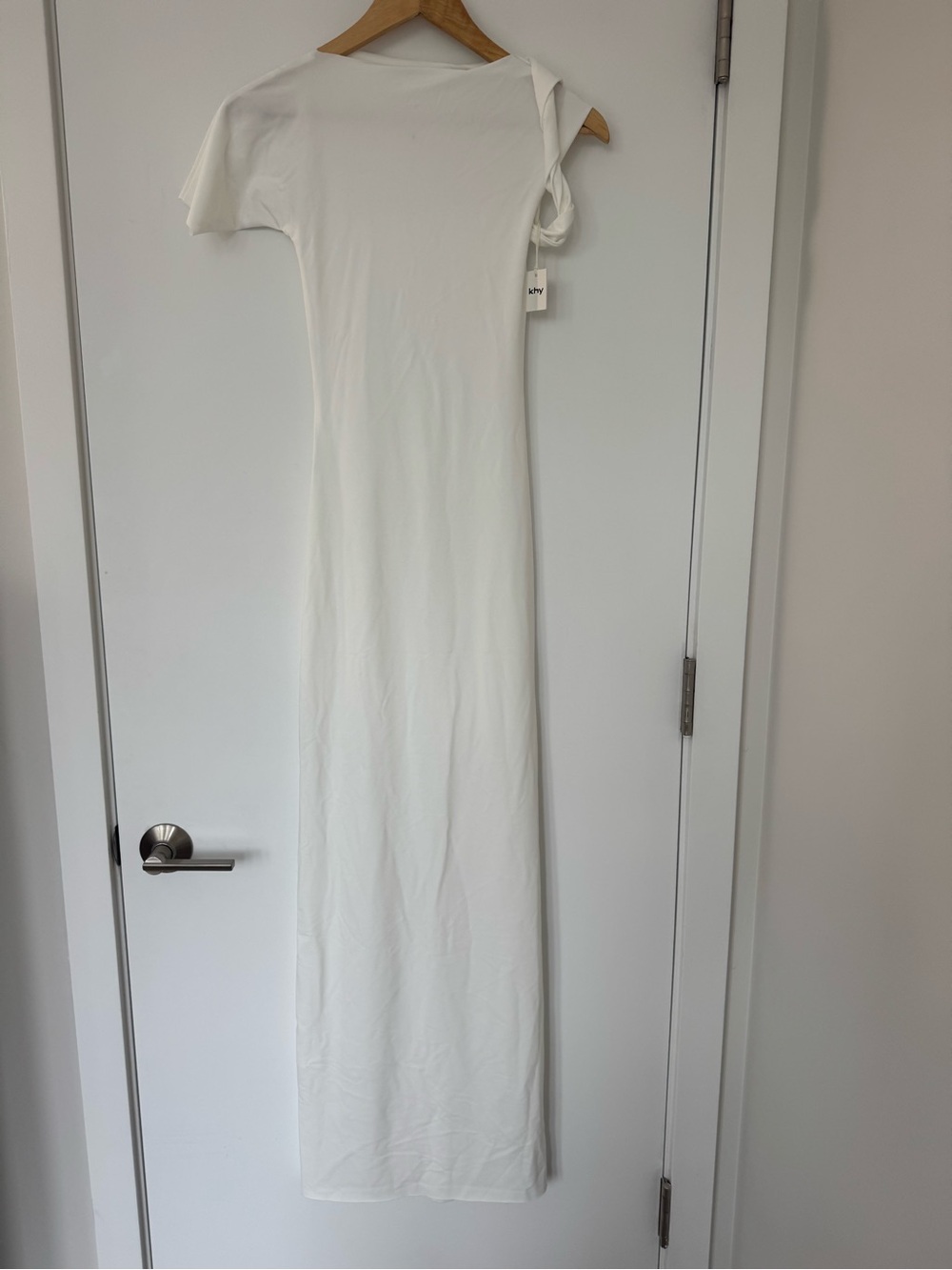 KHY White One-Shoulder Maxi Dress with Side Tie